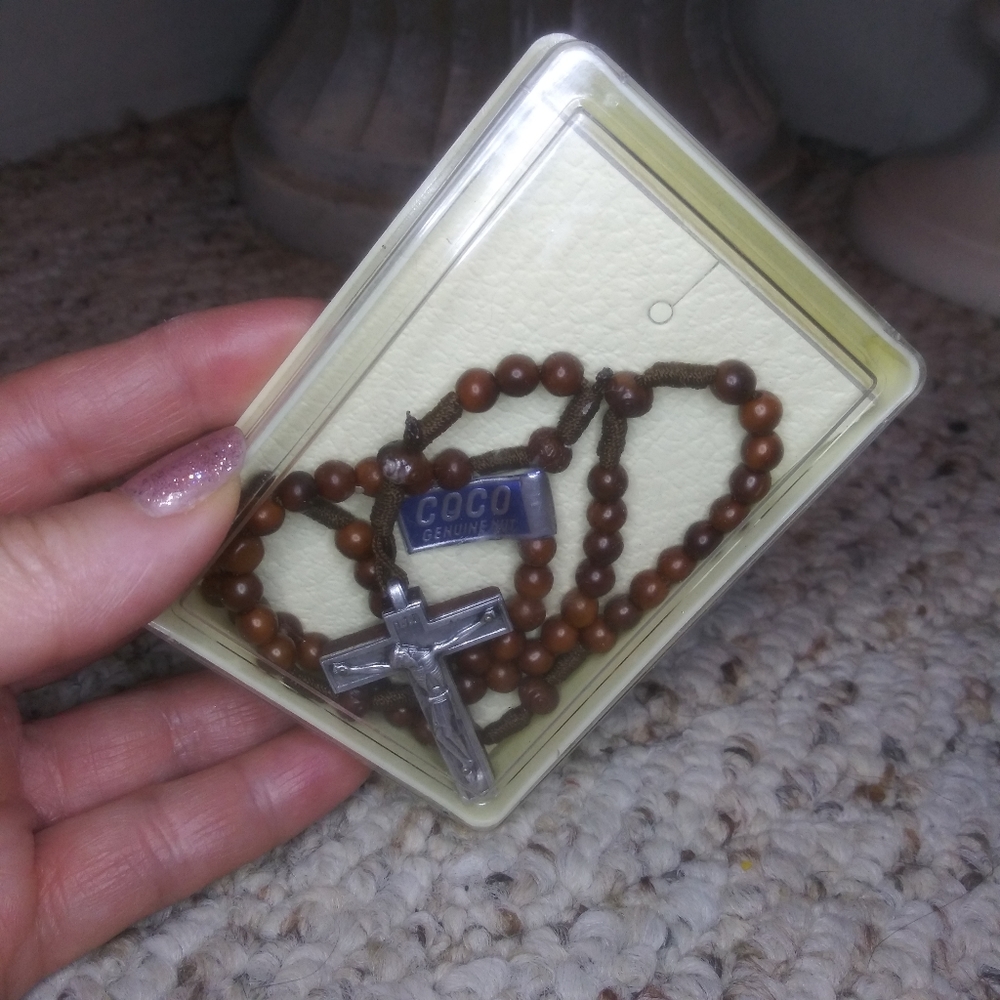 Vintage COCO Made In France Genuine Nut Crucifix